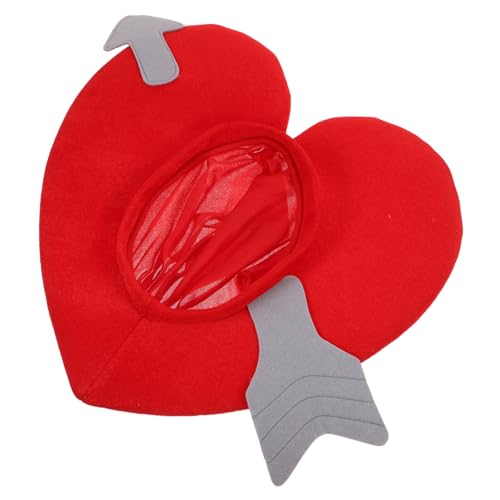 Amosfun Herzförmige Kapuze Festliches Kostüm Halloween-cosplay Valentinshut Amor Kopfbedeckung Herz-cosplay Spielkartenkostüm Herzkartenkostüm Haarschmuck Zum Valentinstag Vliesstoff Rot von Amosfun