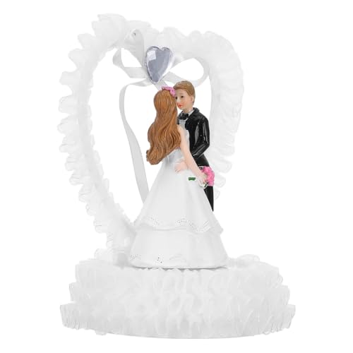 Amosfun Hochzeitstortenaufsatz Braut- Und Bräutigam-Partyfiguren Frau Herzfigur Hochzeit Brautparty Hochzeit Sammlerstücke Kuchen-Dessert-Dekoration von Amosfun