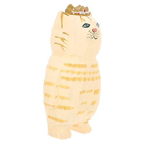 Amosfun Hölzerne Katze Ornament Dekoration Für Den Büro Desktop Tier Dekoration Miniatur Tierfiguren Desktop Dekoration Die Büro Dekoration Decoraciones para Pasteles Namaste von Amosfun