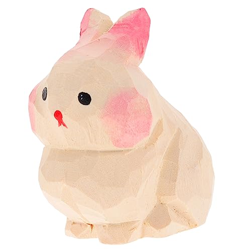 Amosfun Holzschnitzerei Hase Ornament Die Gadgets Aufkleber Kitz Cool Lutscher Geld Lustig Tierdekor Figur Gesicht Zwerge Plüsch Hasendekor in Tierform Zinn Mütze Hölzern von Amosfun