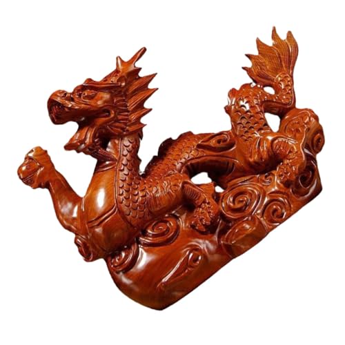 Amosfun Holzschnitzerei von Tenglong-Ornamenten Drachen Dekoration Figur Aquarium Plüsch die chinesen für den einzug chinesischer Drache Reichtum Wohlstand Ornament hölzern von Amosfun