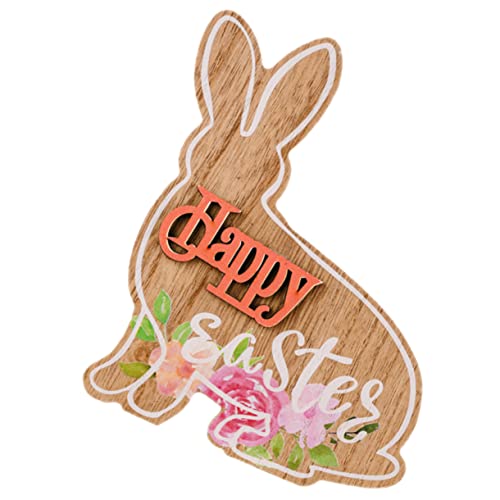 Amosfun Kaninchen-Holzverzierung Haushase Osterdekorationen mit Büffelkaro-Hasen Osterhandwerk Osterhase Easter Bunny Easter Decoration Table Hasenschild aus Holz Tischdekoration zu Ostern von Amosfun