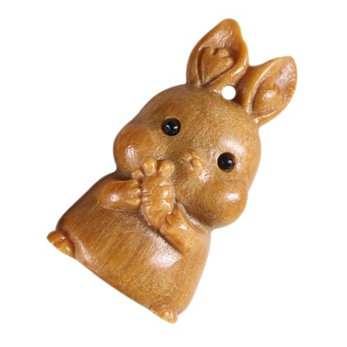 Amosfun Kaninchenhandwerk Hasenfiguren Hasenfigur Fürs Auto Hasentierstatue Kaninchen Handwerk Ornament Kaninchenfiguren Hasen-regalornamente Büro-Kaninchen- Coffee Holz von Amosfun