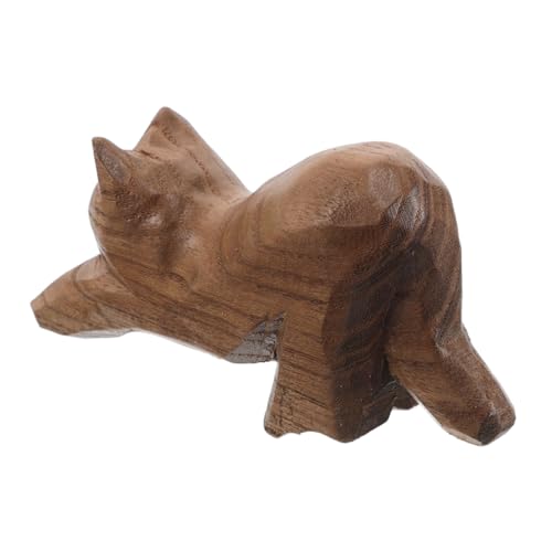 Amosfun Katzenschmuck Aus Holz Wohnkultur Katzenstatuen Wohnkultur Kleine Katzenstatue Für Den Desktop Katzenfiguren Tierstatue Aus Holz Figurenverzierung Holztier Hölzern Light Brown von Amosfun