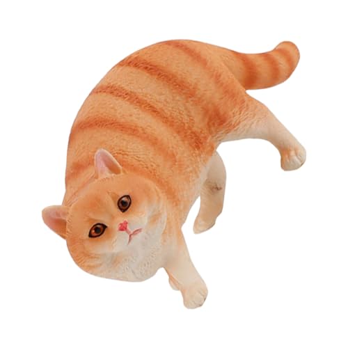 Amosfun Katzenschmuck kiddibuzz kindes spielwaren draußen geschke ausstecher lustig Katzenfiguren Miniaturen Cartoon-Katze kreative Handwerksstatue Desktop-Ornament Plastik Orange von Amosfun