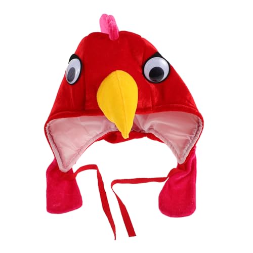 Amosfun Kükenhut Lustiger Hut Pfotendekorationen Kopfbedeckungen Kinderhüte Aquariumdekoration Eltern-Kind-Hüte Huhn-Partyhut Hühnerhüte verrückte Hüte Hühnerkostümhüte Polyester rot von Amosfun