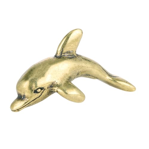 Amosfun Messing -Sammlerstücke Delphin-Figur Tischdekoration Delphin-Ornament antikes Tierdekor Bürodekorationen Heimdekorationen Retro- -Ornament Mini- -Dekor Golden von Amosfun