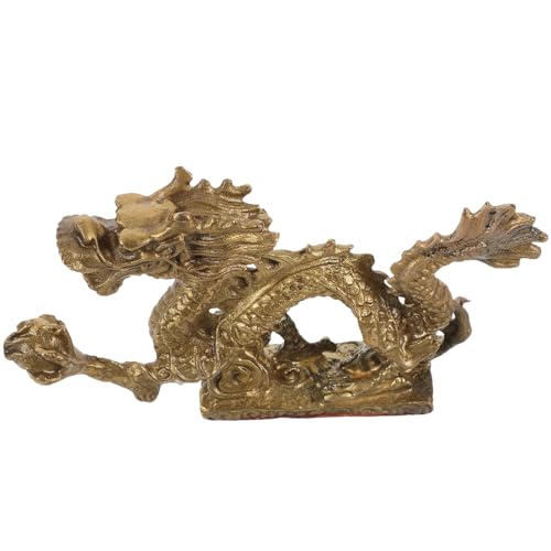 Amosfun Messing-Sternzeichen-Drachen-Ornament des Drachen Feng Dekorativ Kuscheltier Drache Drachenfigur Drachenstatue Tierkreis Figuren Drachenstein Drachendekor Plüsch Golden von Amosfun