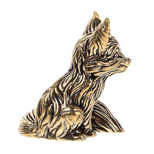 Amosfun Miniatur Fuchsfigur Aus Messing Dekoration Für Den Schreibtisch Fuchsstatue Heimdekoration Niedliche Fuchsskulptur Kreatives Kleines Tierornament Tischzubehör von Amosfun