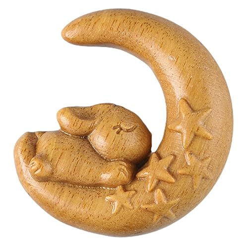 Amosfun Mond Kaninchen Statue Cookie-pressstempel Plätzchen Fee Anhänger Mondkuchen Ornamente Cookie-Stempel Gartenzwerg Keksformen Zwerge Jubiläum Verzierung Im Vintage-Stil Sandelholz von Amosfun