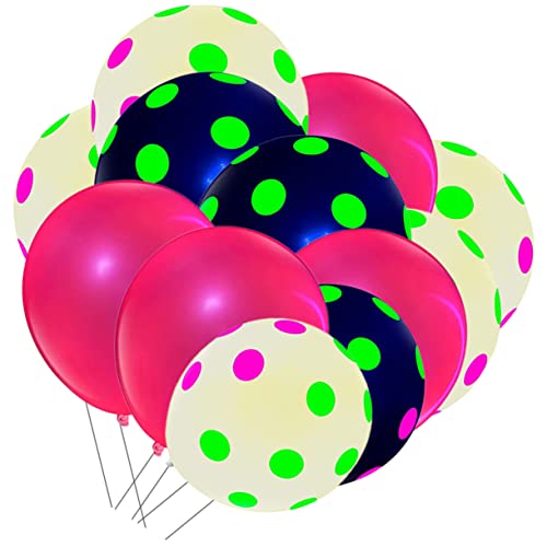 Amosfun Neon Luftballons Mit Fluoreszierenden Punkten Leuchtende Deko Für Glow Partys Bunte Polka Dot Ballons Für Hochzeiten Geburtstage Und Feiern von Amosfun