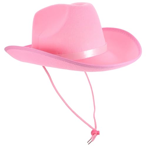 Amosfun Western Cowboyhut Für Herren Und Damen Verstellbarer Kostüzhut Für Mottopartys Karneval Und Fasching Unisex Partyhut Pink Kostümaccessoire Für Den Wilden Westen von Amosfun