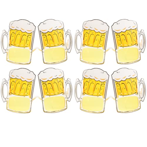 Oktoberfest Brille Bier Brille Lustige Disguise Bierkrug Sonnenbrille Gläser Kostüm Gläser Oktoberfest Cosplay Party Gastgeschenk 4 Stück (Golden) von Amosfun