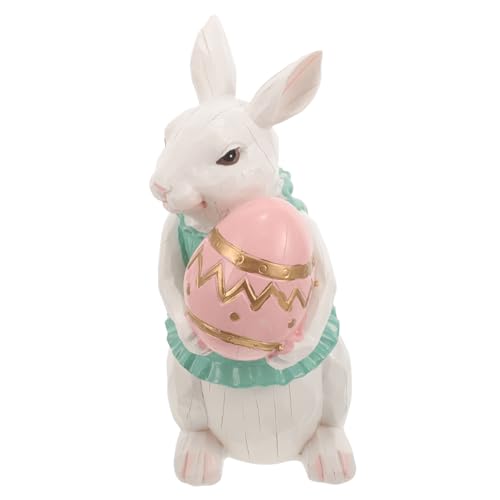 Amosfun Osterhase Bunny kanninchen gartendeko rostoptik Hasenfigur Frühlingsdeko getrocknetes Hasenschwanzgras Fee Plüschtiere ausgestopft Haushasen-Ornamente Tischstatuen Harz von Amosfun