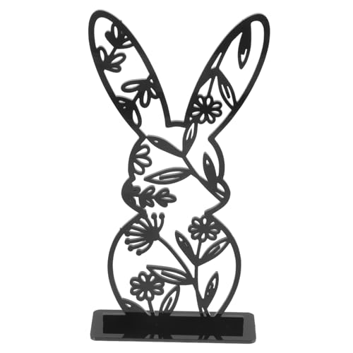 Amosfun Osterhase hasenförmchen Cute Decor teigroller Ostern Urlaub Dekoration tischdeko esstisch Ostern-Mittelstück-Acryldekor Hasen-Mittelstücke für Tische -Acryl-Tischschild Black von Amosfun