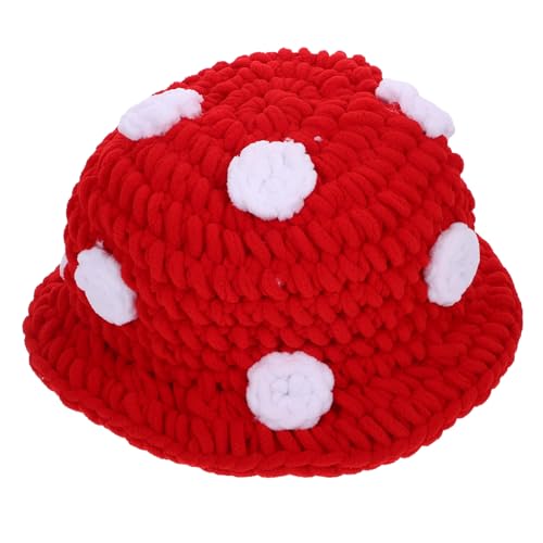 Amosfun Pilzhut verkleiden sich Hut Gaming-Hüte Partyhut Pilz-Eimerhut lustige neuheitshüte fleece cap strickmützen Karnevalsmütze Wintermütze Hutverzierung Dicker Samtfaden rot von Amosfun