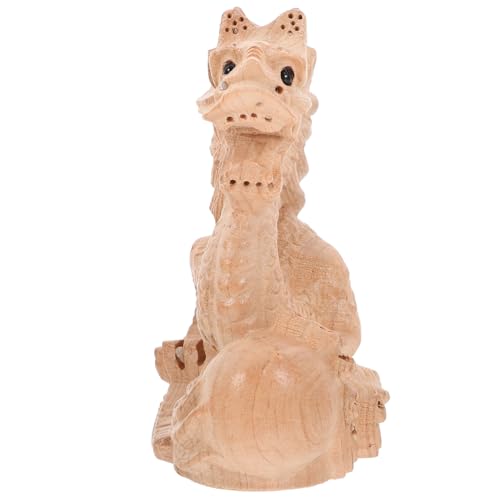 Amosfun Schnitzereien Aus Holz Unbemalte Drachenfigur Büro-Schreibtisch- Drachenstatue Drachenskulptur Drachenspielzeug 2024 Drachenfiguren Sternzeichen Drache Figur Hölzern von Amosfun