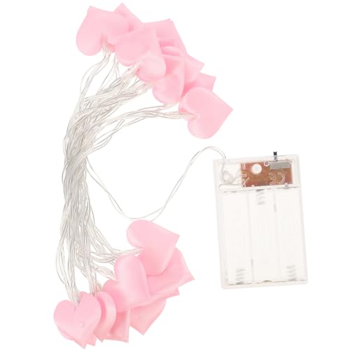 Amosfun Schnur Liebe Lichterkette Batterielicht Herz Lichterkette Indoor-lichterkette Feenhaftes Lichtdekor Batterie Lichterkette Hochzeit Lichterkette Feenlicht Stoff Rosa von Amosfun