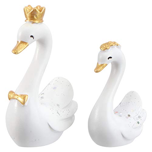 Amosfun Schwan Figuren Deko Krone Lieber Schwan Figur Kuchen Topper Tier Skulptur Fairy Garden Ornament Auto Armaturenbrett Deko für Auto Schreibtisch Büro Wohnkultur Weiß von Amosfun