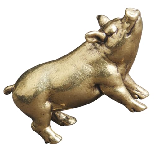 Amosfun Schweinchen aus Messing glücksschweinchen glücksschweine Desktop- -Figur Chinesisches Sternzeichen Vintage-Dekor Charms anhänger Retro-Schweinfigur aus Messing Golden von Amosfun