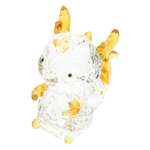 Amosfun Simulierte Tier Kristall Drachen Ornamente Bär Heimdekoration Zubehör Künstlicher Mondroboter Drachenfigur Dekoration Fische Wohnzimmer Ornamente Mini Tiere Goldener von Amosfun