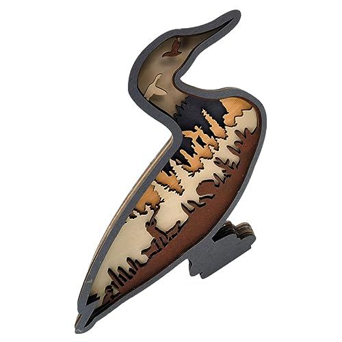 Amosfun Skulptur Geisternachtlicht Desktop- Mini-Enten Plüsch Silhouetten- Geschnitzte Vogelstatue Figur Cool Ornament Tiere Auto Entenlampe Wiederaufladbare Lampe Hölzern von Amosfun