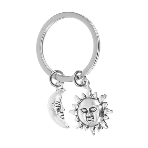 Amosfun Sonne-Mond-Schlüsselanhänger Schlüsselanhänger in Sonnenform Dekor Schlüsselanhänger Mond und Sonne Schlüsselanhänger Sonne und Mond Anhänger Schlüsselringe Taschenornament Silver von Amosfun