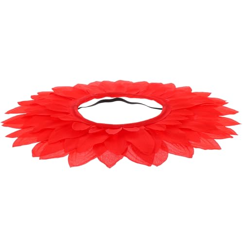 Amosfun Sonnenblumenhut für Sonnenblumenkostüm Fälschung partyhüte sonnenblumen haarschmuck dekoration kleidung Sonnenblumenkopfband Sonnenblumenkopfbedeckung Seidentuch rot von Amosfun