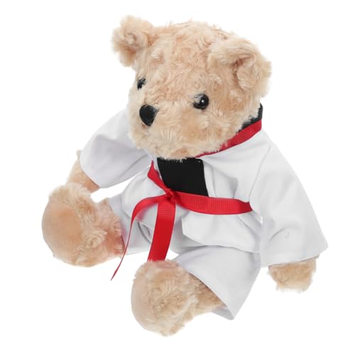 Amosfun Taekwondo-bärpuppe Plüschtier Abschluss Taekwondo-plüschbär Spielzeugbär Taekwondo Bärenpuppen Stofftierplüsch Stoffbär Taekwondo Stofftier-taekwondo Karate-bär Rot Pp Baumwolle von Amosfun