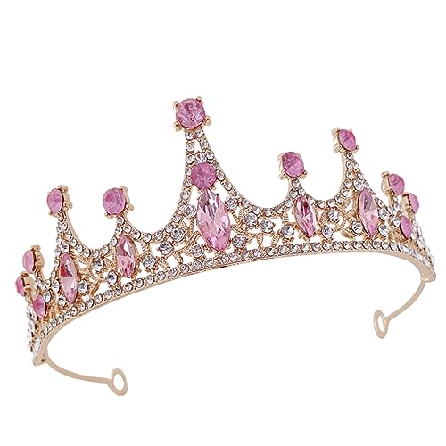 Amosfun Tiara Stirnbänder Festival-Stirnband Henne fasching kopfbedeckung fastnacht kopfbedeckung haarreifen damen gastgeschenke hochzeit mit Strass besetzte Krone Kronen für Mädchen Rosa von Amosfun