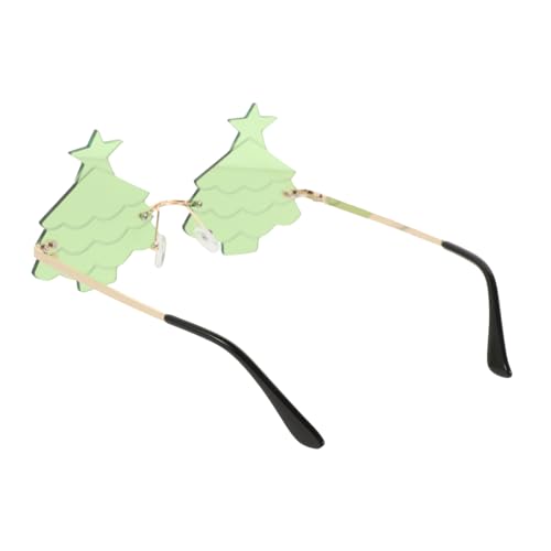 Amosfun Weihnachtsbaumgläser Weihnachtsbaum-Brillen Festliche Sonnenbrillen Lustige Sonnenbrillen für Partys Spaßbrille für Party Partygeschenke zum Thema Weihnachten Metall Light Green von Amosfun