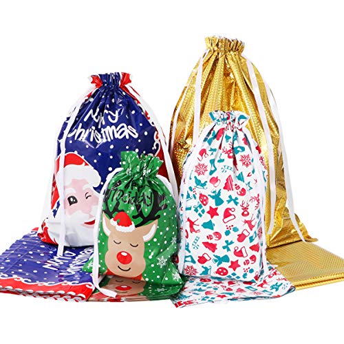 Amosfun Weihnachtsbeutel mit Kordelzug Set Geschenk Kordelzug Verpackung Weihnachtsbeutel zum Verpacken von 30er Packs von Amosfun