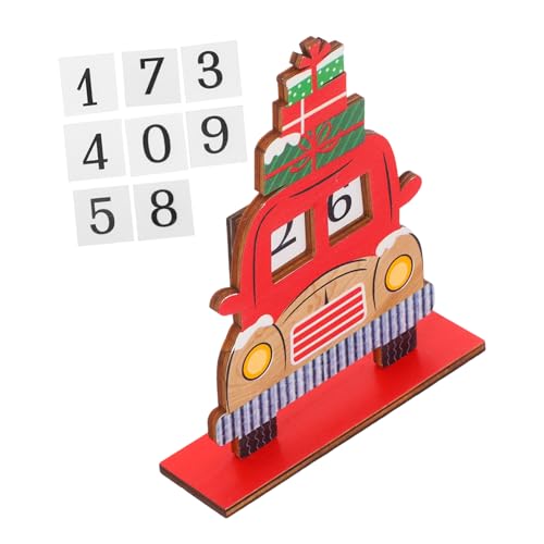 Amosfun Weihnachtsdekoration Weihnachts-countdown Weihnachtszimmerdekoration Wichtel-adventskalender 2024 Schneeflocke Tisch Holzschilder Weihnachtsblockschild Hölzern Rot von Amosfun