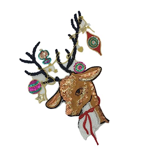 Amosfun Hautfreundliche Pailletten-stickerei Hirsch Mädchen Jungen Und Mädchen Kleidung Patches Weihnachtsthema von Amosfun