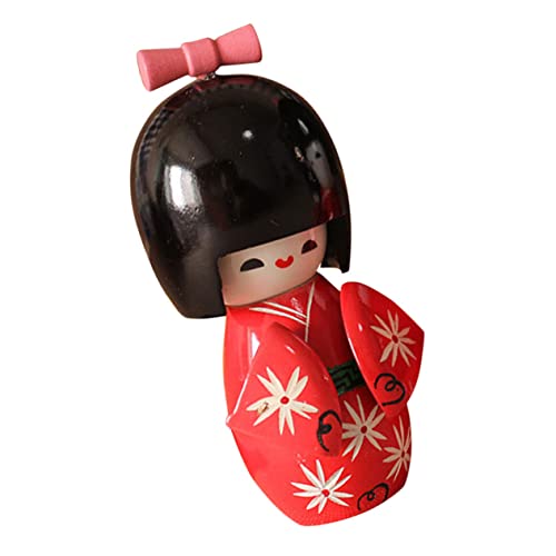 Amosfun japanische Kimonopuppe Dekorative Holzpuppe Handgemachte Holzpuppe Holzfigur Japanischer Kimono Japanische Kunstpuppe Stevie wiedergeborene Puppe Desktop-Ornament Kimono-Puppe von Amosfun