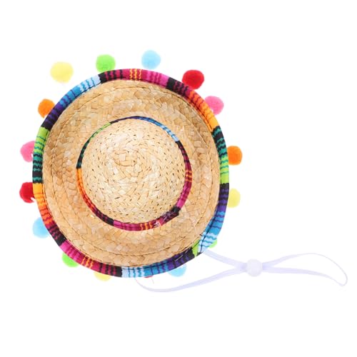 Amosfun kleiner Hut karnevals kappe karnevalsmütze sombrero mexicano Festliche Hut Bunter Hut spanischer Strohhut Mini mexikanische Hüte Spanische Bommelmütze Sombrero-Partyhüte Polyester von Amosfun