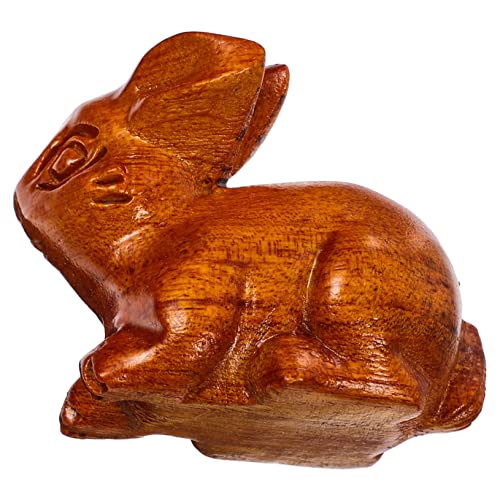 Amosfun Hochwertige Figur Aus Holz Mini-hasenstatue Entzückendes Modell für Schreibtisch- von Amosfun