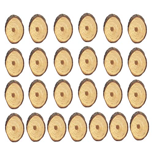 Amosfun25pcs 6cm Oval Blank Holzscheiben DIY unbemalte Ausschnitte Verzierungen Holzschmuck Bastelzubehör von Amosfun