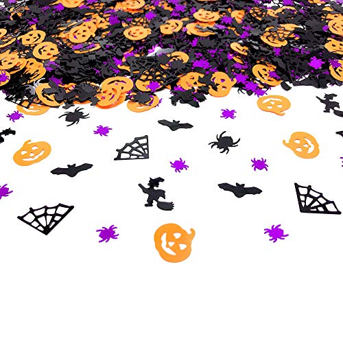 Amrzsallez Halloween Konfetti Glitzer Konfetti Streusel für Party Tisch Streudeko Kürbis Fledermaus Hexe Spinnennetze Konfetti für Party Supplies Metallic Folie von Amrzsallez