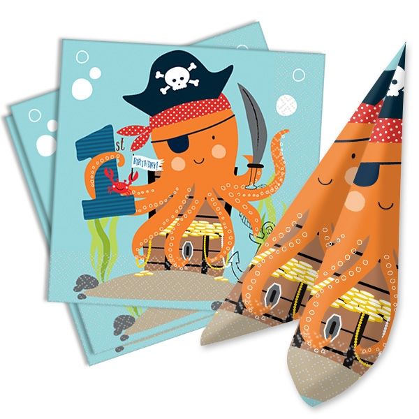 1. Geburtstag Ahoi Piraten Party Papierservietten, 16 Stk, 33cmx33cm von Amscan Europe GmbH