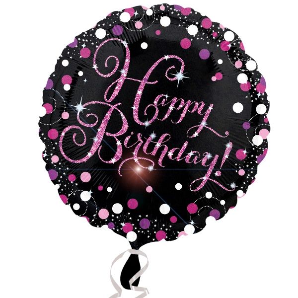 Happy Birthday Glitzerballon, Folie, 1 Stk, Ø 35cm von Amscan Europe GmbH