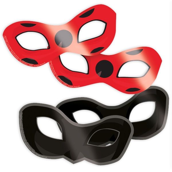 Miraculous Masken, 8er Pack Ladybug-Partymasken mit Gummi von Amscan Europe GmbH