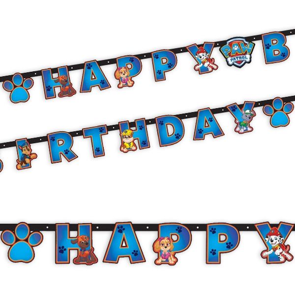 Partykette Paw Patrol als Happy Birthday-Spruch, 2,4m, Pappe, 1 Stück von Amscan Europe GmbH