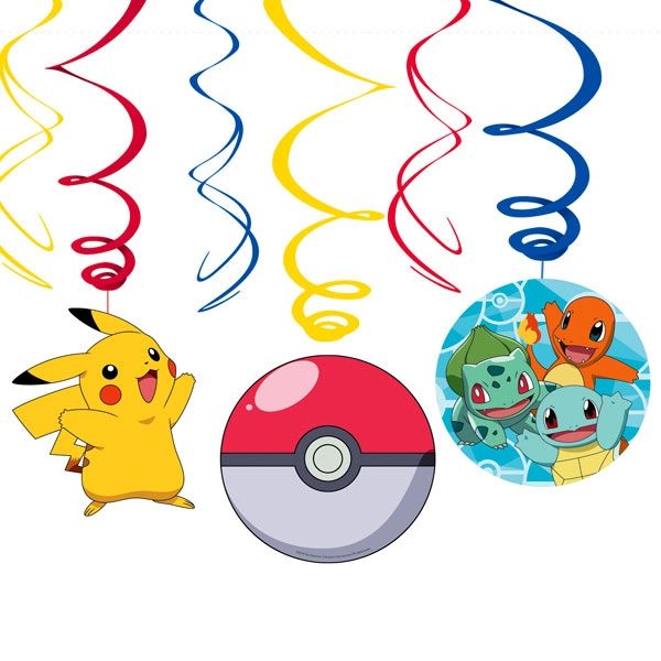 Pokemon Spiralen 6er Pck, Pikachu, Pokeball, Glumanda & Co. von Amscan Europe GmbH