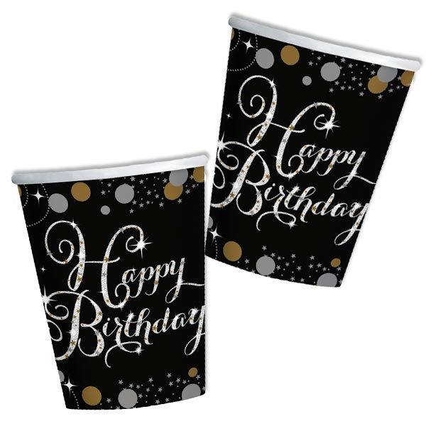 Sparkling Celebration Partybecher, 8er Pck, 266ml, schwarz-gold von Amscan Europe GmbH