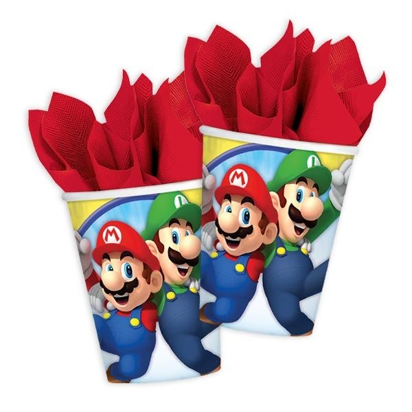 Super Mario Einwegbecher aus Pappe im 8er Pack für echte Fans, 250ml von Amscan Europe GmbH