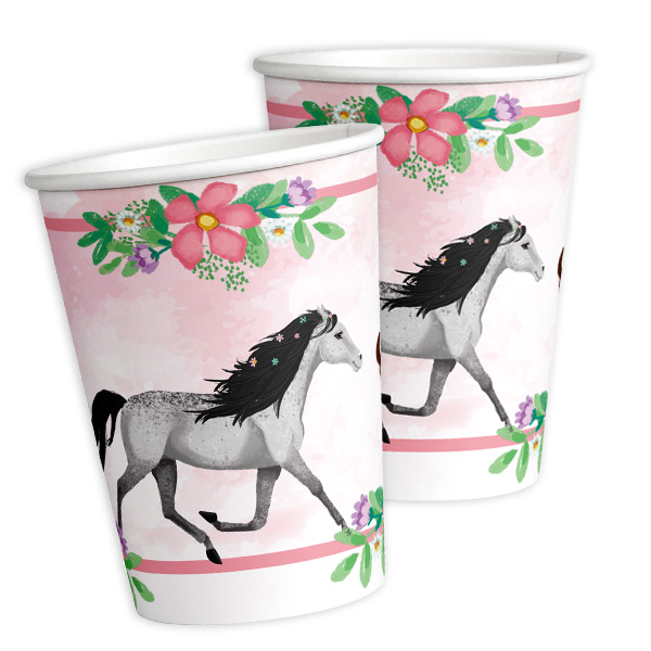 8 Pappbecher "Beautiful Horses", 250ml von Amscan