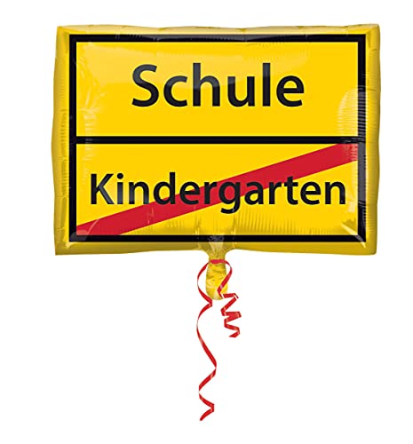 Amscan 3582801 - Folienballon Junior Shape Schulanfang-Schild, Größe 43 x 30 cm, Heliumballon von amscan