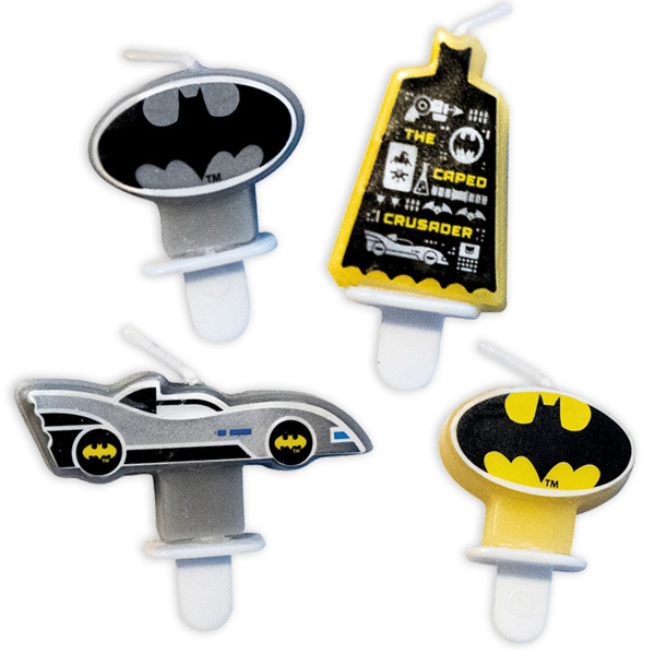 Batman Tortenkerzen im 4er Pack, 3cm - 5,5cm von Amscan