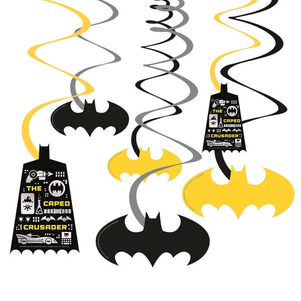 Deko-Spiralen "Batman" aus Pappe, 6er Pack, 60cm von Amscan